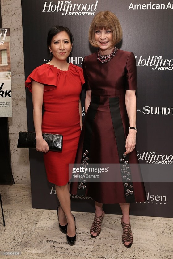 Photo credit: Getty Images, Neilson Barnard | Janice Min, left, with Vogue editor-in-chief Anna Wintour at party April 8, 2105 in New York City attending The Hollywood Reporter party for The 35 Most Powerful People in Media 
