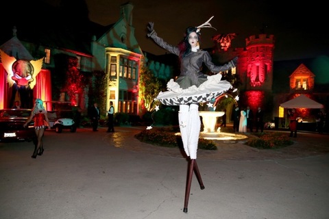 LOS ANGELES, CA - OCTOBER 24: A model performs at the annual Halloween Party, hosted by Playboy and Hugh Hefner, at the Playboy Mansion on October 24, 2015 in Los Angeles, California. (Photo by Joe Scarnici/Getty Images for Playboy)