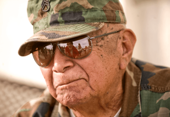 Manuel Diaz, happy to properly receive his prestigious Bronze Star award in front of his family and community. Photo: Paul Rodriguez, Orange County Register.