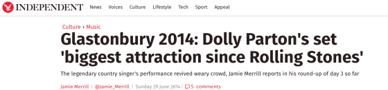 Independent, Dolly at Glastonbury