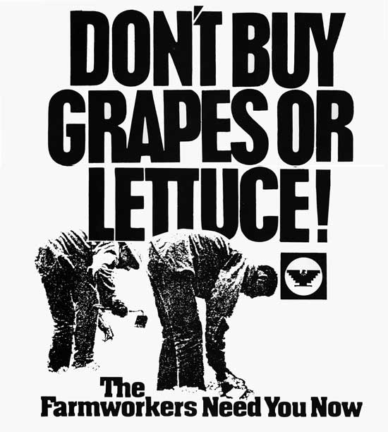 United Farmworkers, DON'T BUY GRAPES OR LETTUCE (1975). Courtesy of the Walter P. Reuther Library, Wayne State University.